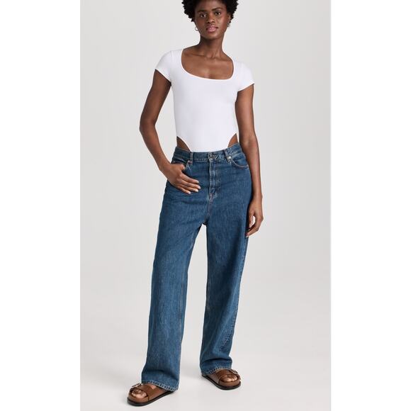 Re/Done & Pam Square Neck Bodysuit in White M - Picture 4 of 5